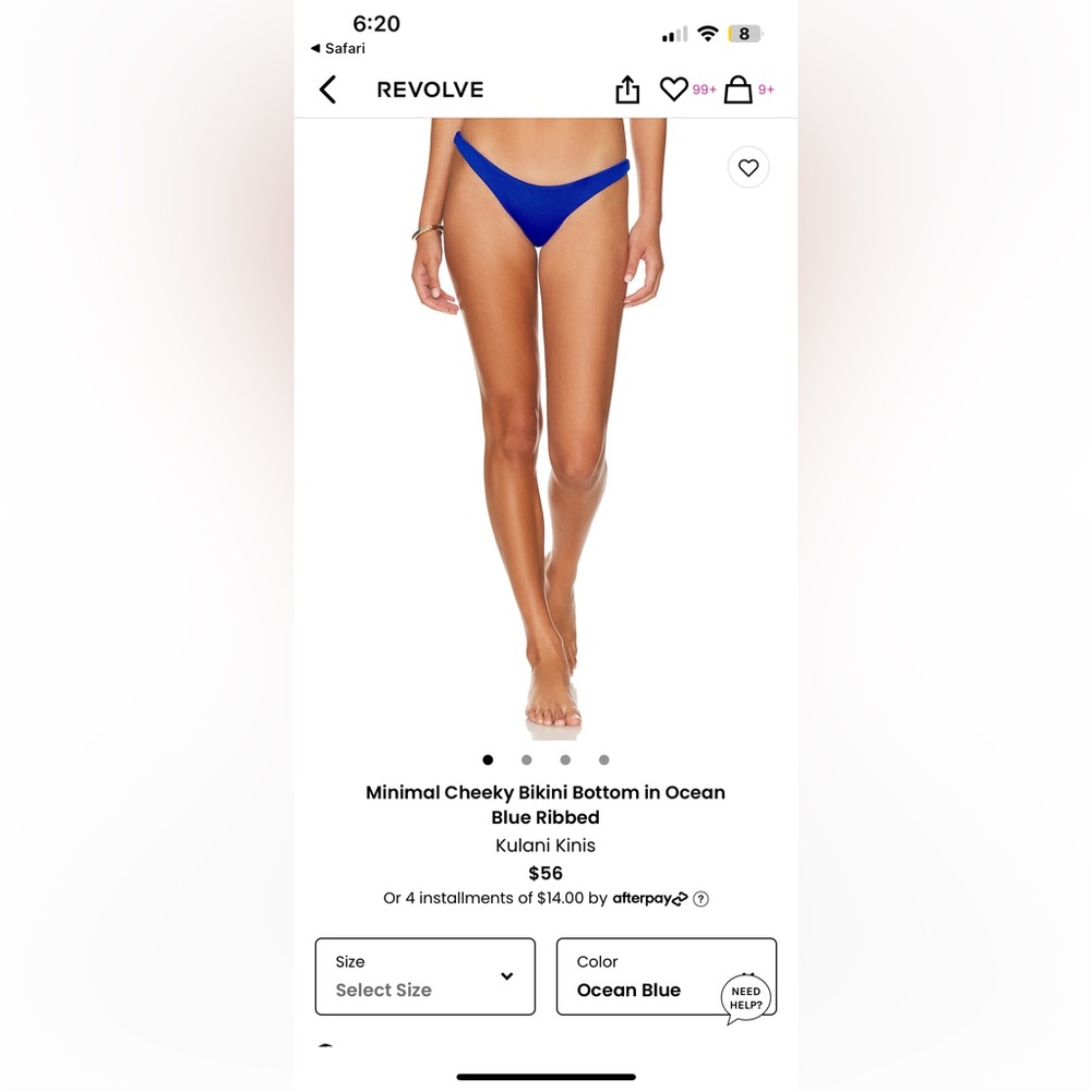 NWT Kulani Kinis - Cheeky bottom - Ocean Blue - Sz M.